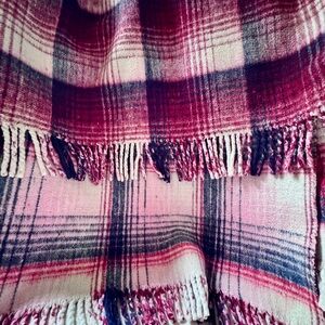 Vintage heavy throw blanket -Reversible wool Plaid